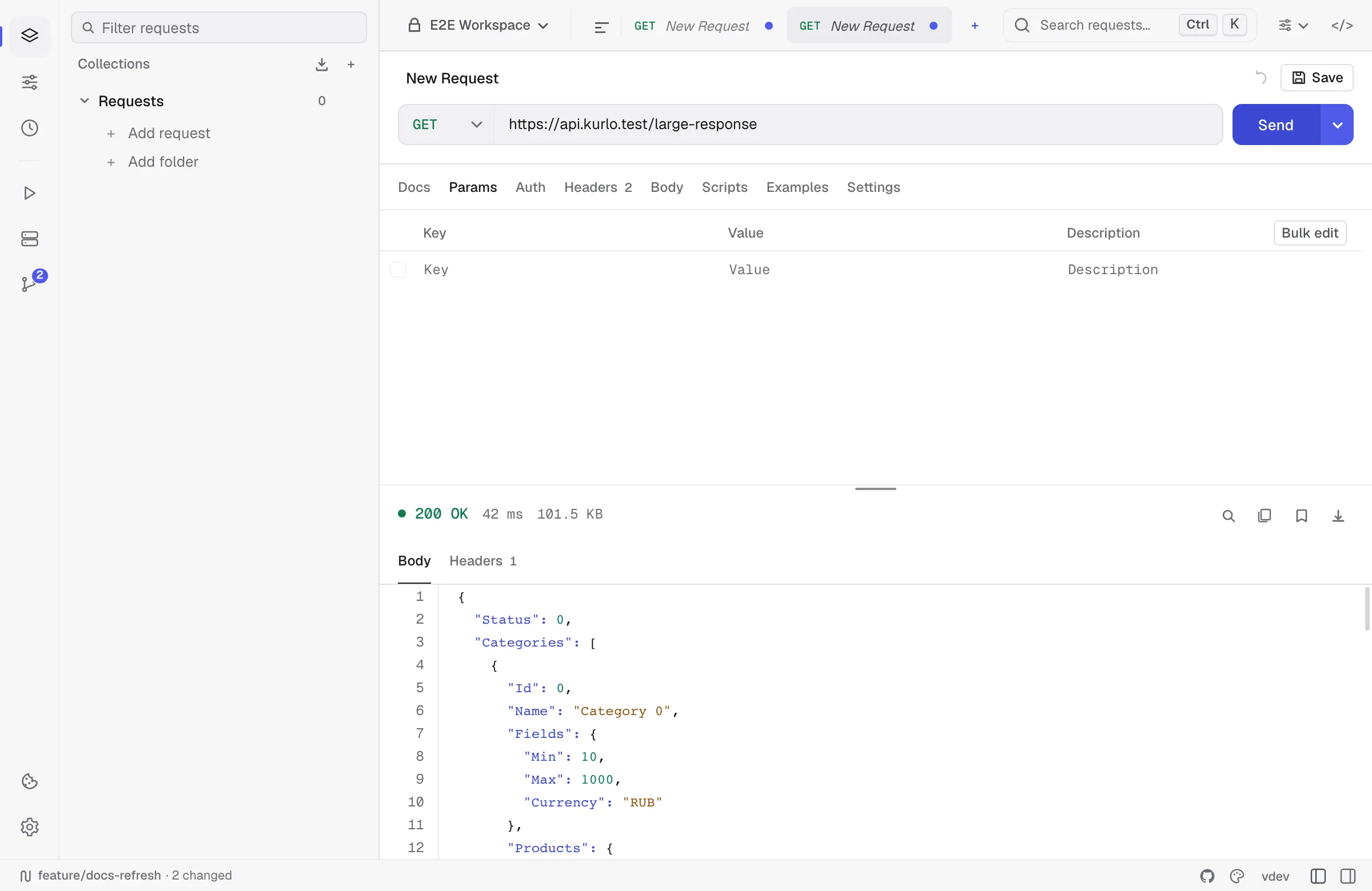 Large JSON response rendered with virtualization