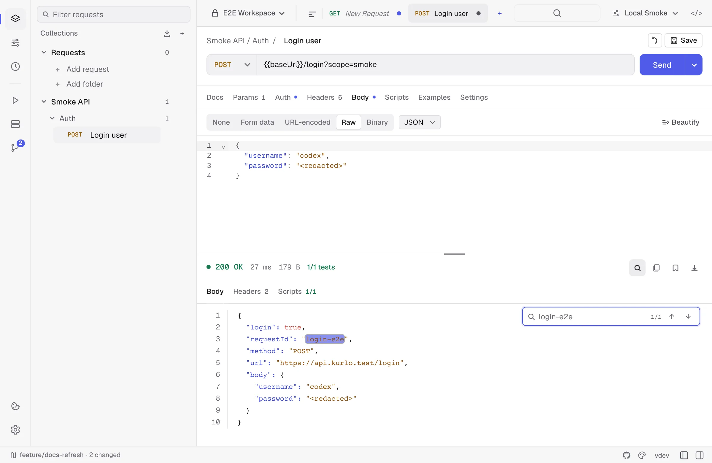 Response body search highlighting one match